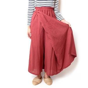鄭惠中さんの　綿麻パンツスカート（フリーサイズ）　海松色