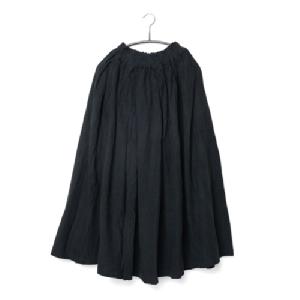 鄭惠中さんの　綿麻厚めスカート（フリーサイズ）　黒色