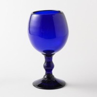 奥原硝子製造所　玉付きワイングラス　ブルー