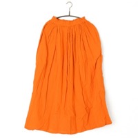 鄭惠中さんの　綿麻スカート（薄手・フリーサイズ）　橙色