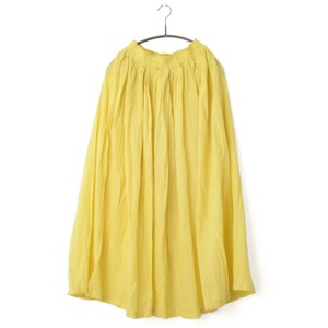 鄭惠中さんの　綿麻スカート（薄手・フリーサイズ）　黄檗色