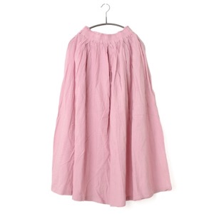 鄭惠中さんの　綿麻スカート（薄手・フリーサイズ）　桃色