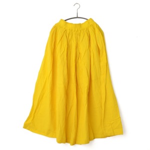 鄭惠中さんの　綿麻スカート（薄手・フリーサイズ）　黄色