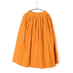 鄭惠中さんの　綿麻厚めスカート（フリーサイズ）　金茶色