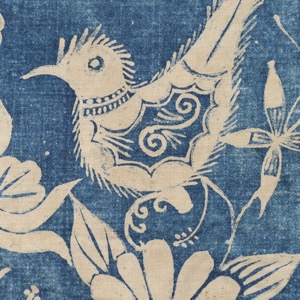 中国　貴州省　苗族　臈纈布（藍染め）　鳥