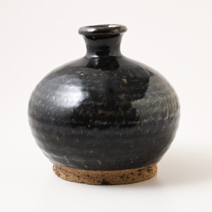 中国　山西省　磁州窯　黒釉　花瓶