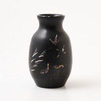 朝鮮　李朝　漆象嵌花瓶