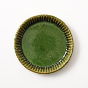 宋艸窯　しのぎパイ皿　極小　緑