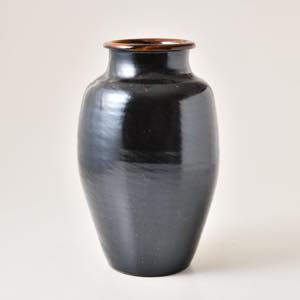 小鹿田焼　坂本浩二窯　8.5寸花瓶　黒