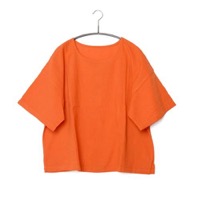 鄭惠中さんの　半袖カットソー　ショート丈　赤橙色