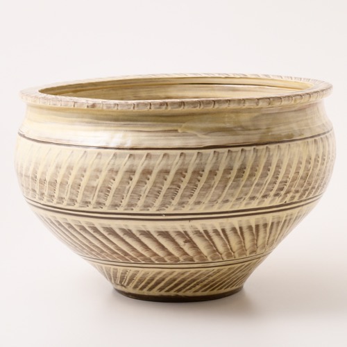 小鹿田焼　刷毛目　睡蓮鉢 小鹿田焼 黒木昌伸窯 尺二寸睡蓮鉢 刷毛目 白 ｜ みんげい おくむら