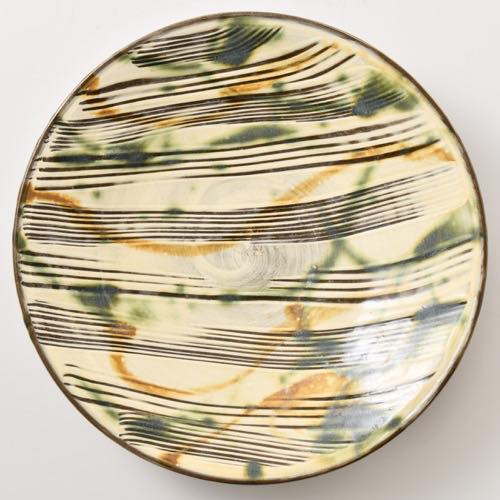 小鹿田焼 坂本工窯 尺皿 櫛目 三彩 ｜ みんげい おくむら （日本と世界