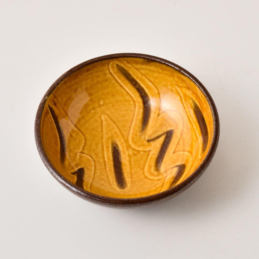 小石原焼太田哲三窯 五寸指描鉢 黄 ｜ みんげい おくむら （日本と世界