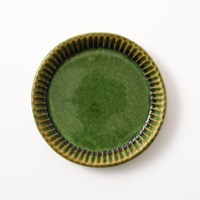 宋艸窯　しのぎパイ皿　極小　緑