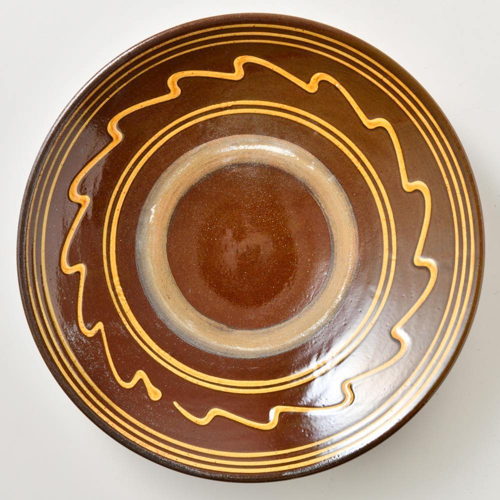 小鹿田焼 坂本浩二窯 八寸皿 ポン描き ｜ みんげい おくむら