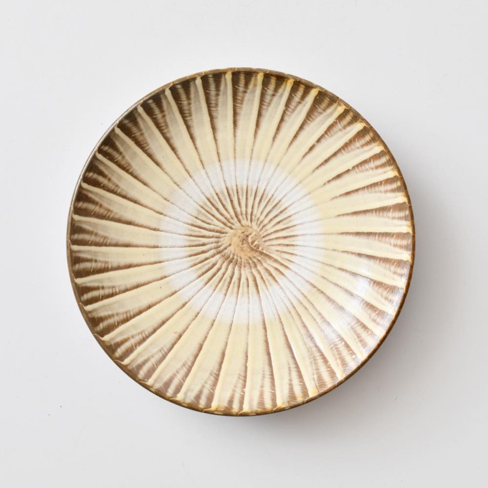 小鹿田焼 坂本浩二窯 六寸皿 刷毛目 白 ｜ みんげい おくむら （日本と