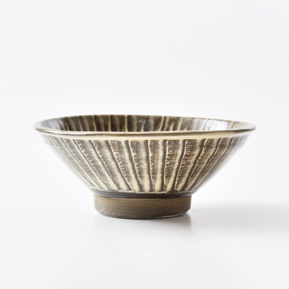 小鹿田焼 黒木昌伸窯 五寸丼 刷毛目 白 ｜ みんげい おくむら （日本と