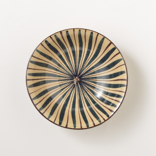 瀬戸焼 小春花窯 麦藁手 中平鉢 青 ｜ みんげい おくむら （日本と世界