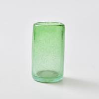 奥原硝子製造所　筒型グラス　泡　グリーン
