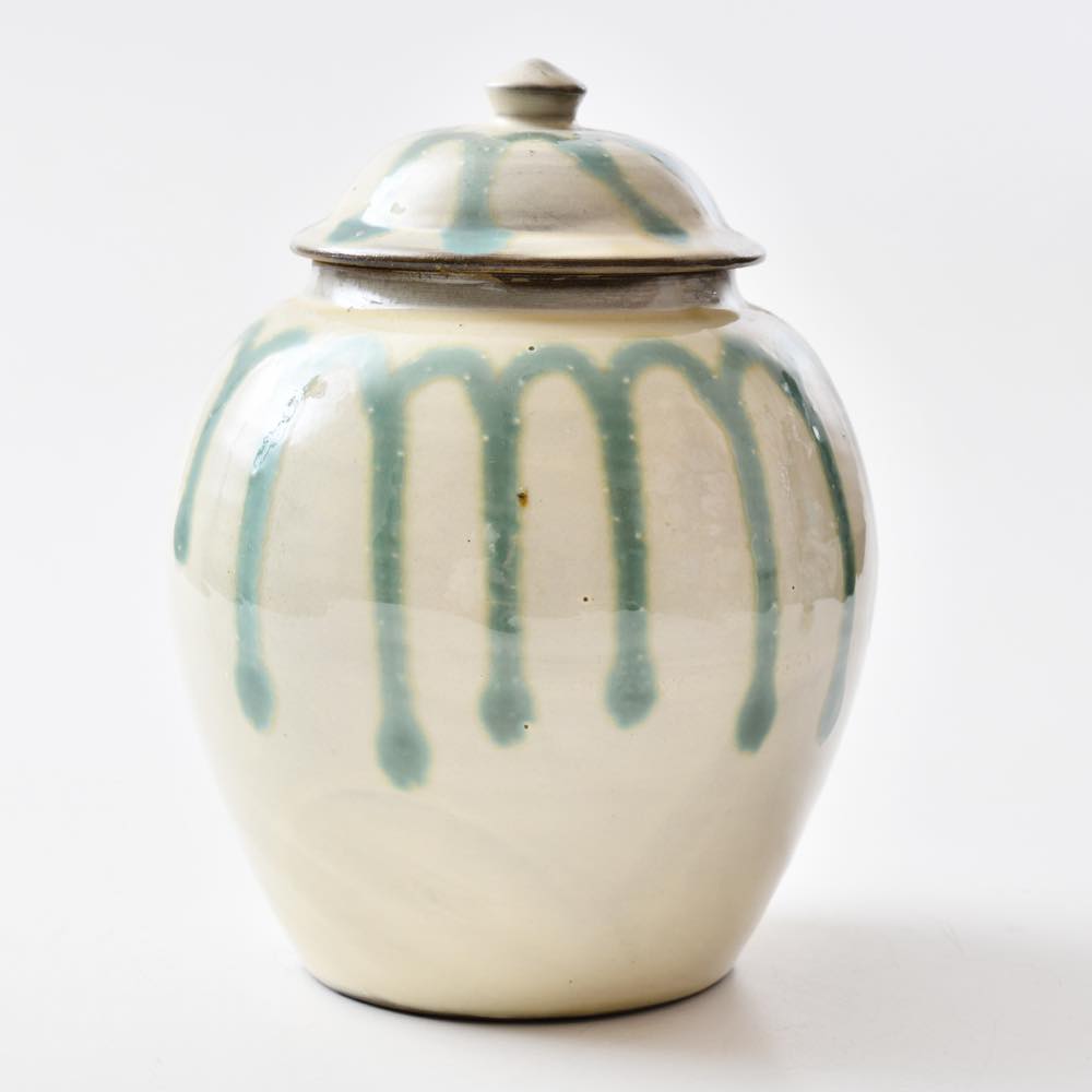 小鹿田焼 坂本浩二窯 一升壷 青流し ｜ みんげい おくむら （日本と