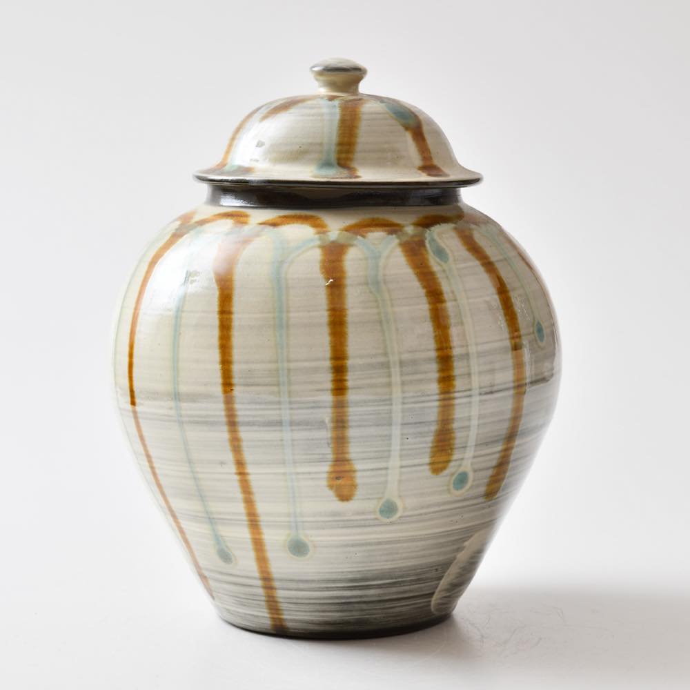 小鹿田焼 坂本浩二窯 二升壷 三彩流し ｜ みんげい おくむら （日本と