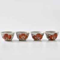 中国　景徳鎮　赤絵　茶杯（４個セット）