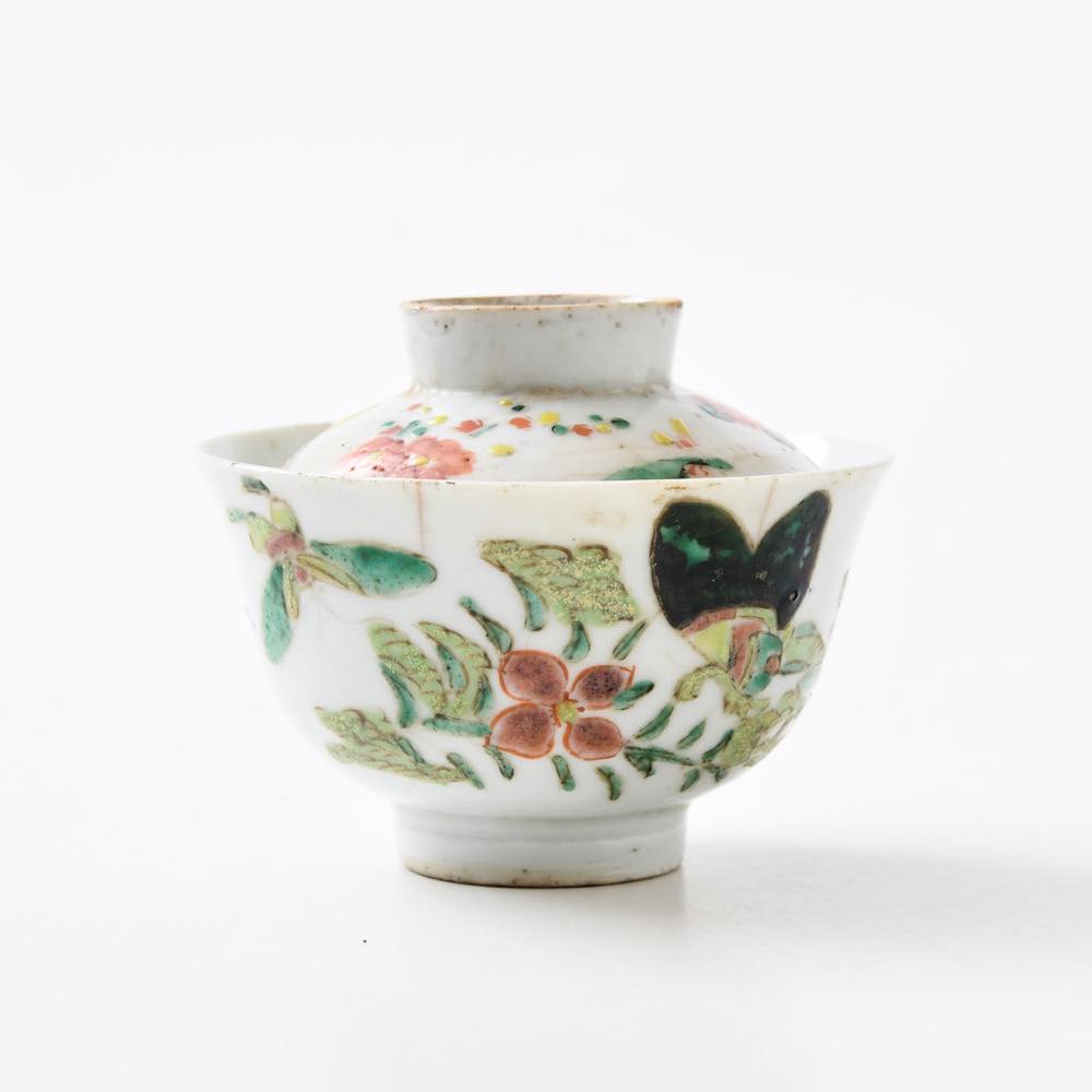 専用ページです！ 中国 古道具 茶器 骨董 蓋碗 花と虫 蝶 中国 古道具