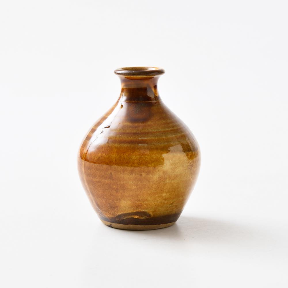 大きめの茶色い陶器製花器 小鹿田焼 黒木昌伸窯 色見一輪挿し ｜ みんげい おくむら （日本と世界