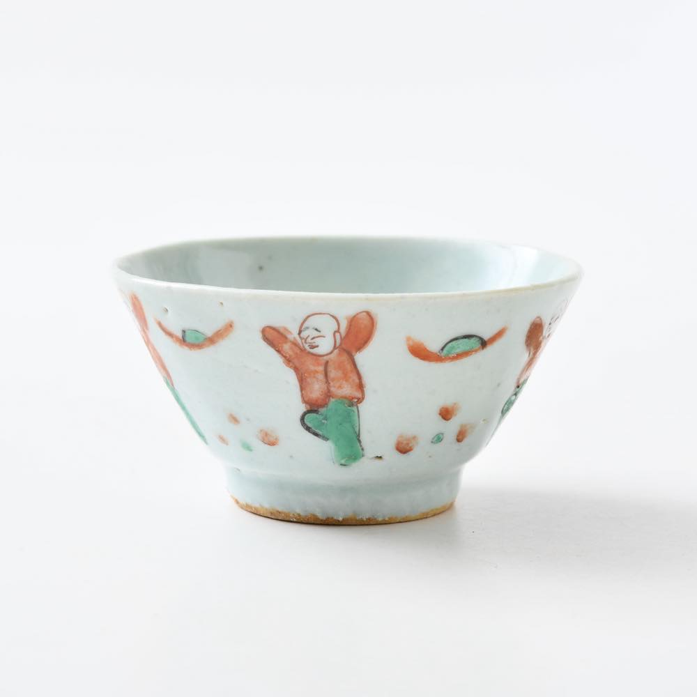 古陶磁　碗　中国　China 唐子　童子　古玩　吉祥　アンティーク　骨董 China Antique 大清乾隆年製 大清嘉慶年製 中国古玩 十錦手 絵替 9枚