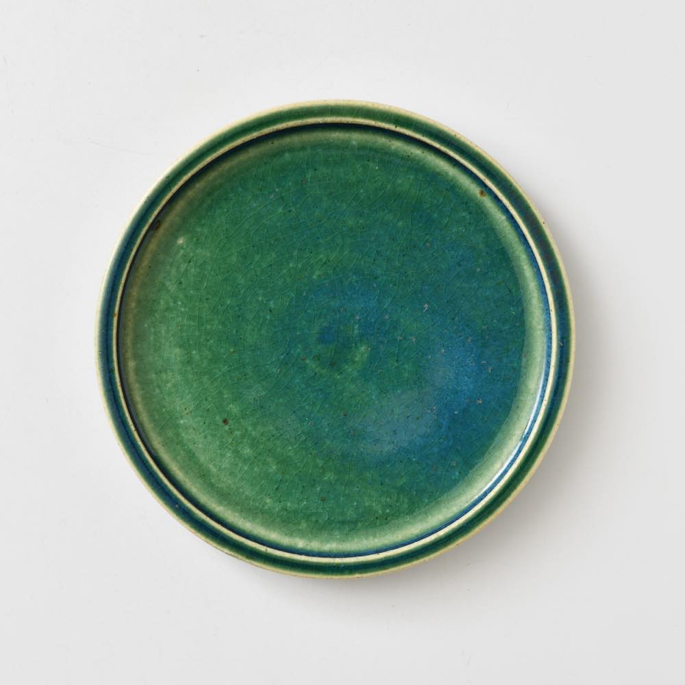 瀬戸本業窯 緑釉 6寸行灯皿 ｜ みんげい おくむら （日本と世界の民芸）