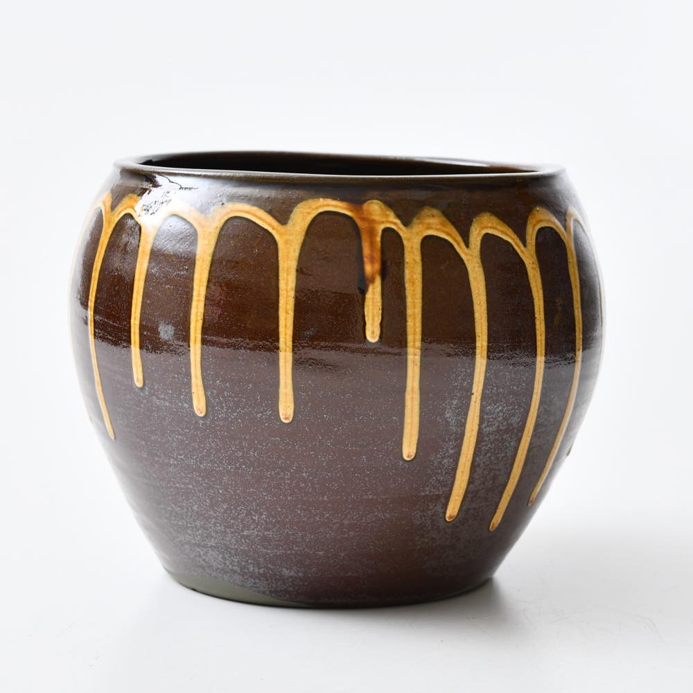 小鹿田焼 坂本浩二窯 六寸植木鉢 流し ｜ みんげい おくむら （日本と