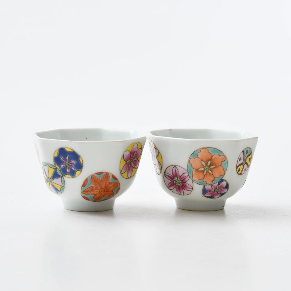 中国　七宝　景徳鎮 中国 景徳鎮 八角茶杯 七宝2（二枚組） ｜ みんげい おくむら （日本