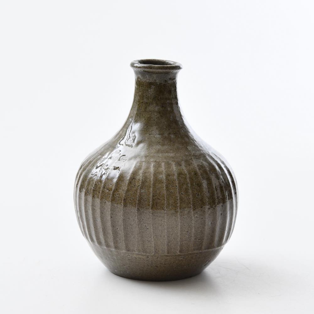 丹波立杭焼 俊彦窯 塩釉 しのぎ 花瓶 ｜ みんげい おくむら （日本と