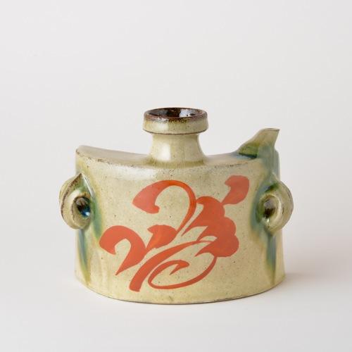 読谷山焼・北窯 松田米司 赤絵 抱瓶 ｜ みんげい おくむら （日本と