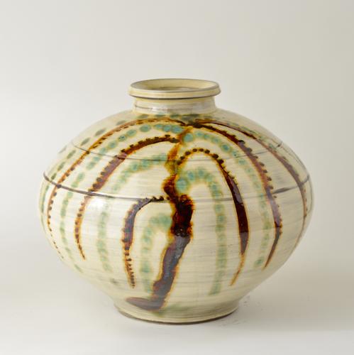 同梱不可】小鹿田焼 さとうコレクション 黒木利保 そろばん型花瓶